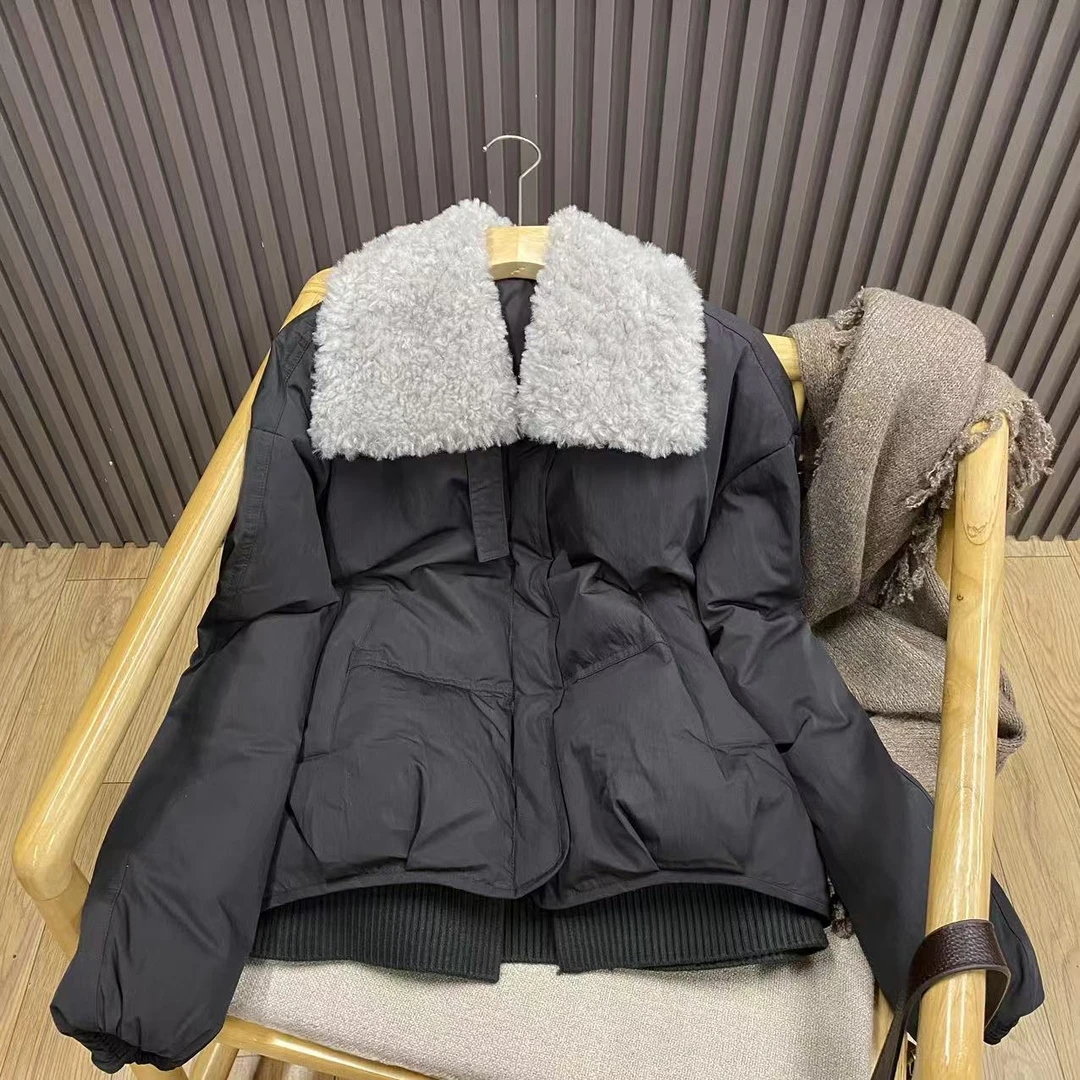 秋冬大翻领短款羽绒服宽松百搭保暖复古洋气外套女W6168