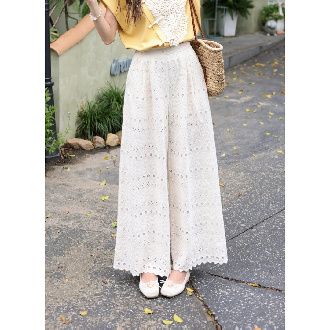 温舒敏【山樱曼岛】夏季薄款休闲女长裤宽松高腰裤子MT5201139