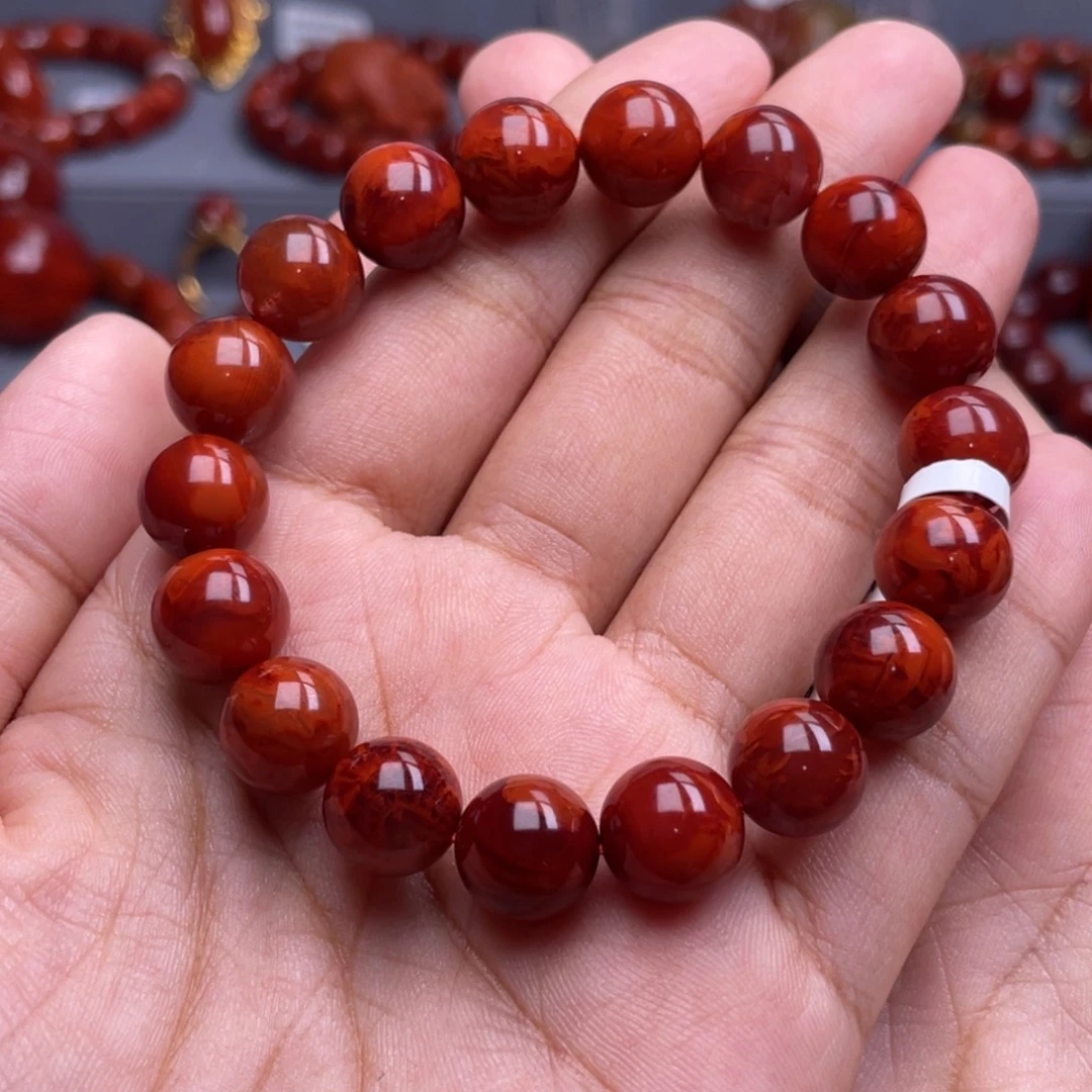小***芳南红玛瑙未镶嵌珠宝奇石单圈11mm