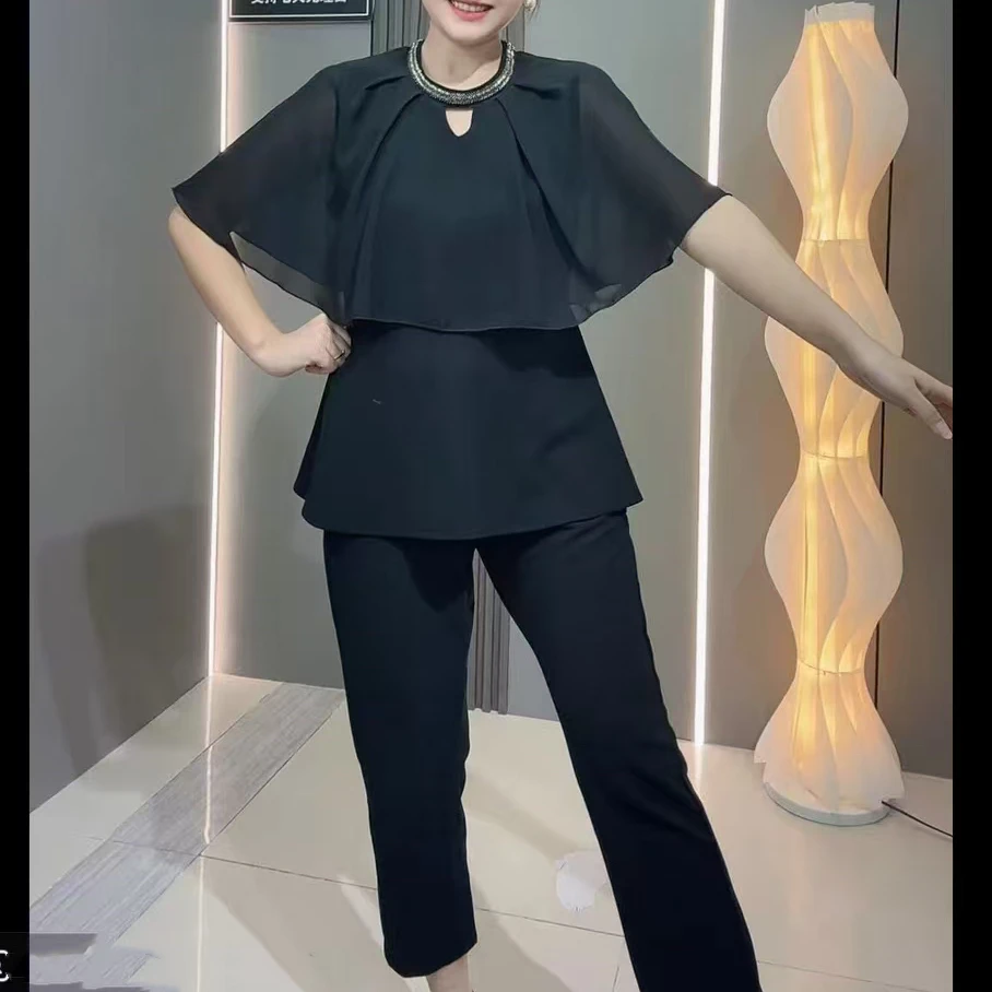 9276-2025年春夏新款时尚洋气显瘦百搭气质两件套