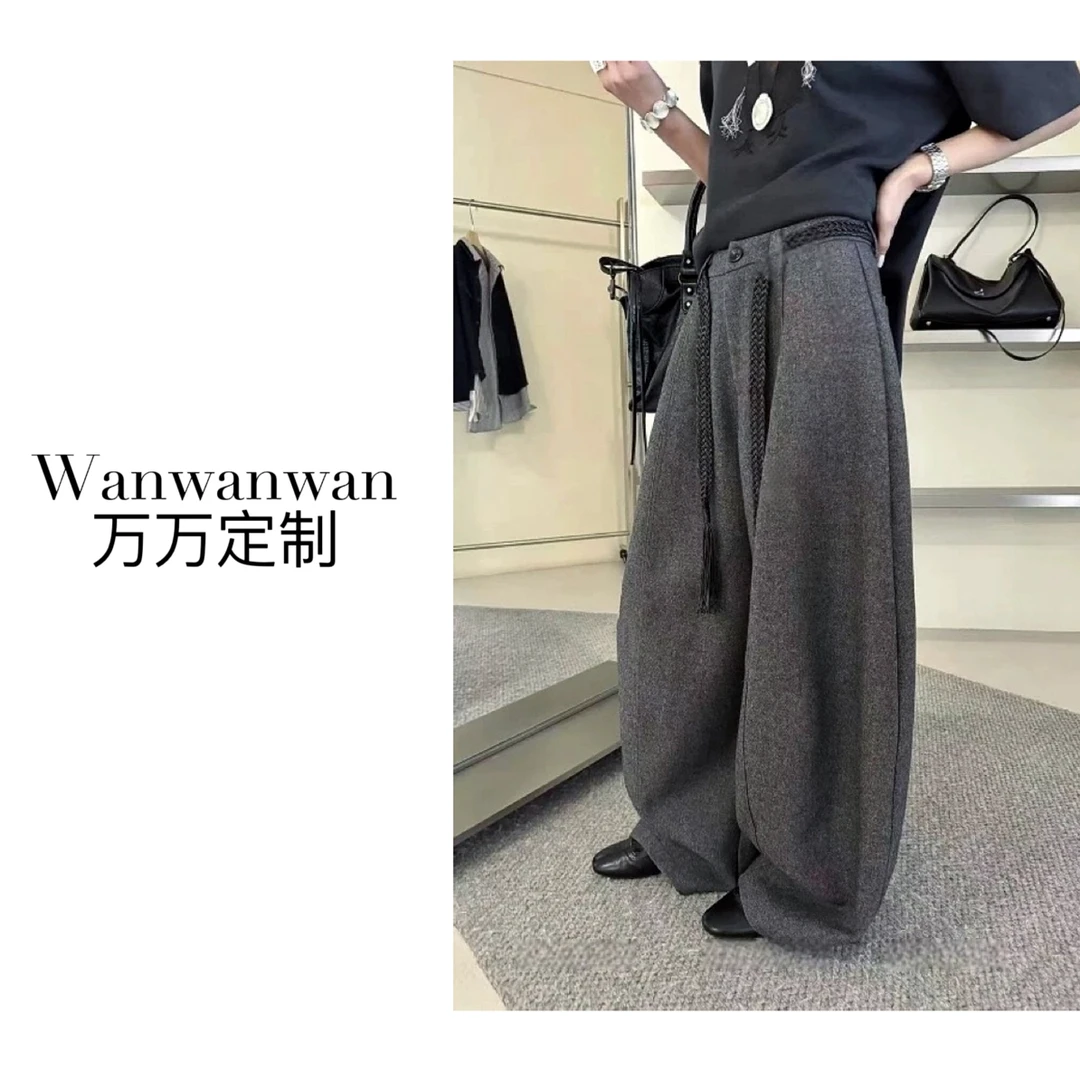 【Wanwan】秋冬韩版毛呢小众弯刀休闲裤#626