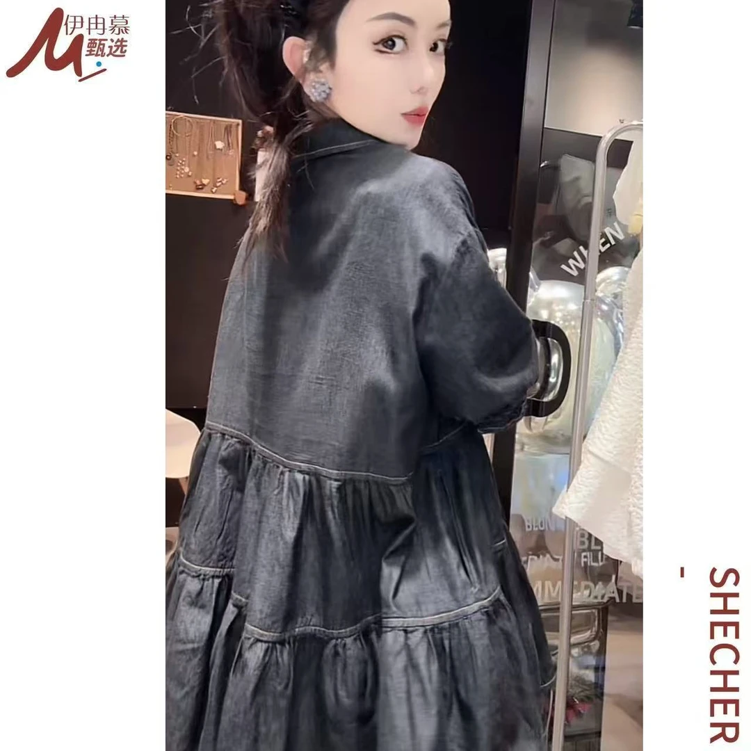 【伊冉慕甄选】水洗牛仔中长款宽松型牛仔娃娃衫减龄短袖T恤6006