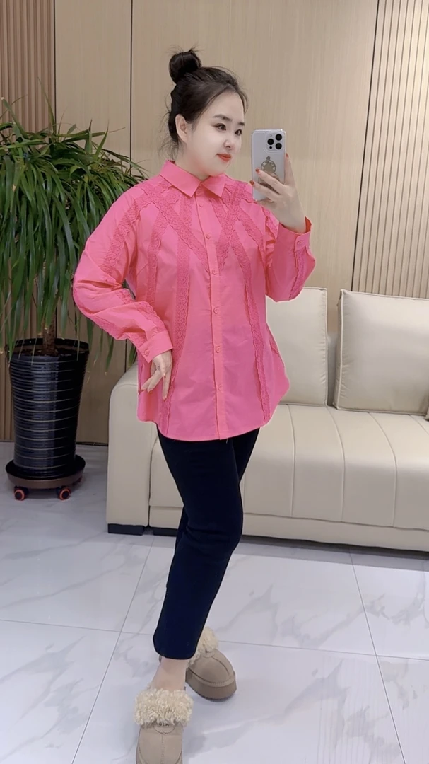 【聪姐推荐】5616法式温柔风蕾丝拼接设计感衬衫（衣长74，胸围122）