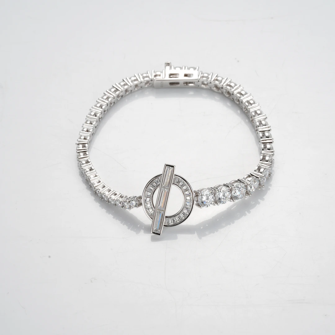 925银合成锆石手链 白色满钻OT豪镶百搭手链0182