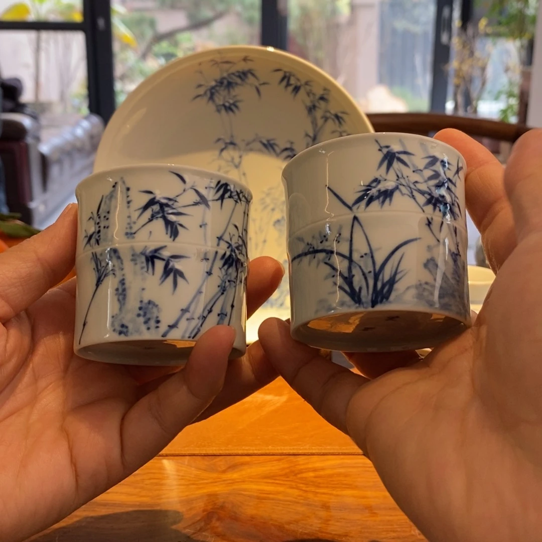 U****?宋墨雅器雪竹对杯