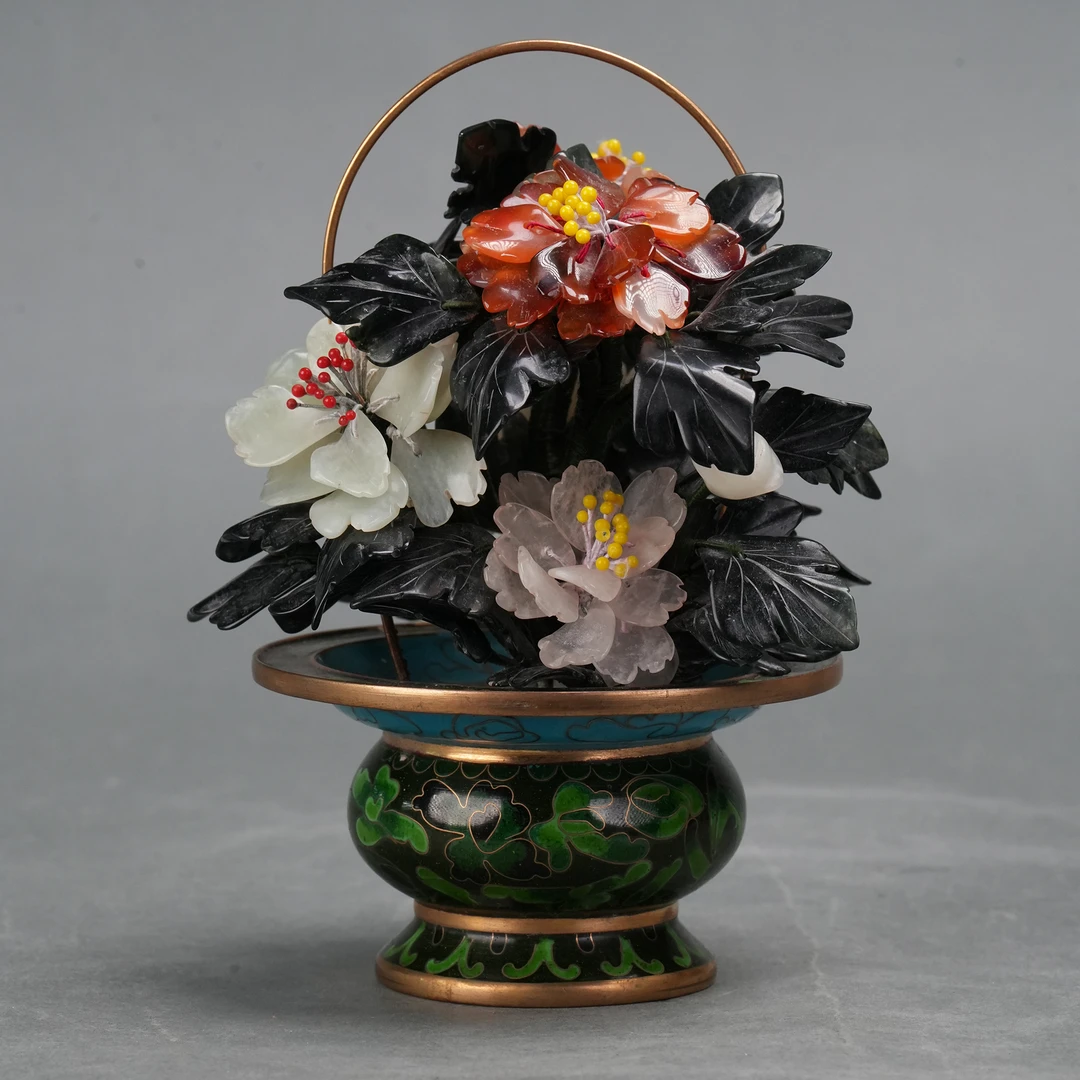 LOT 020804 20世纪 景泰蓝花篮【古董拍卖】