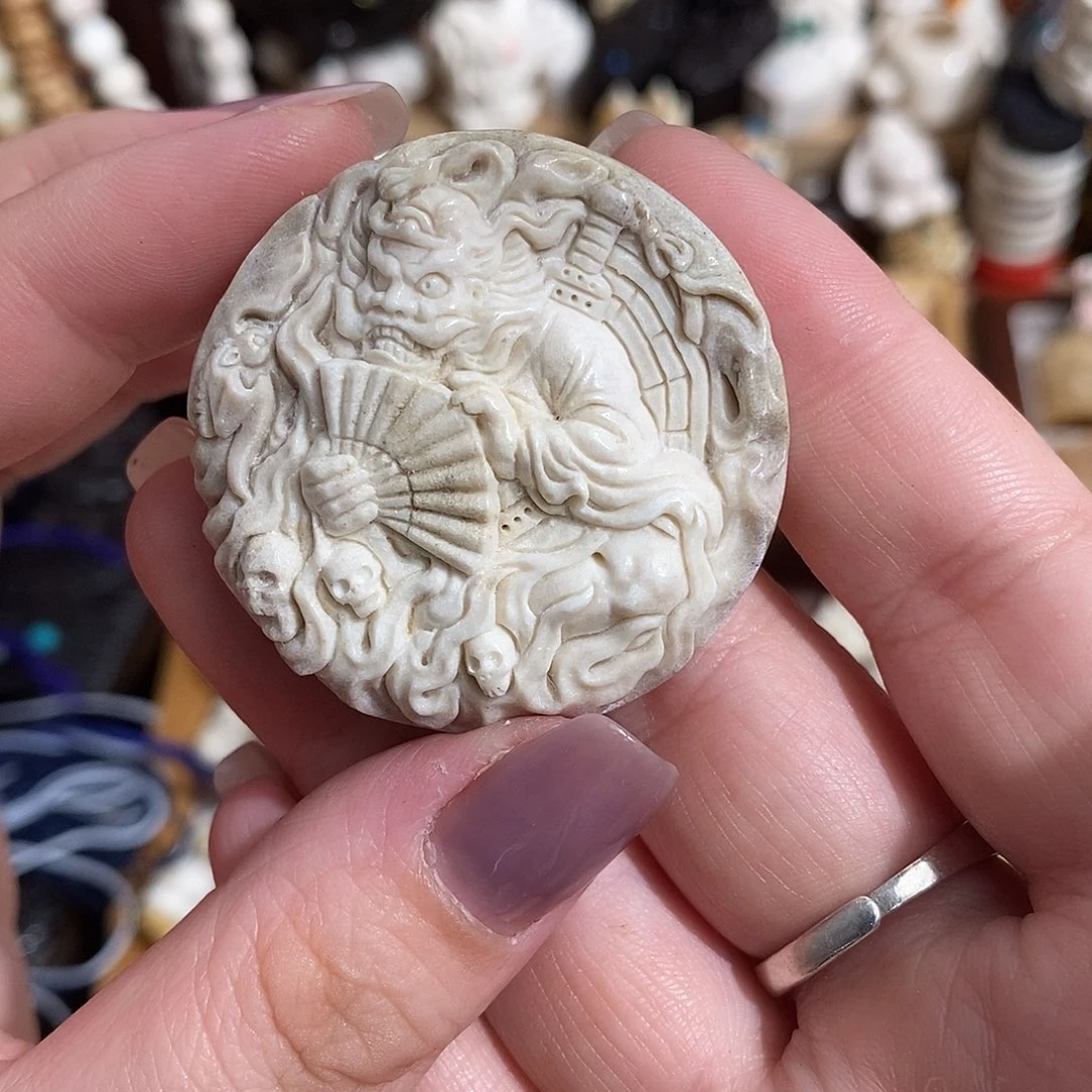 鹿骨把件M53钟馗捉鬼牌鹿角不退换