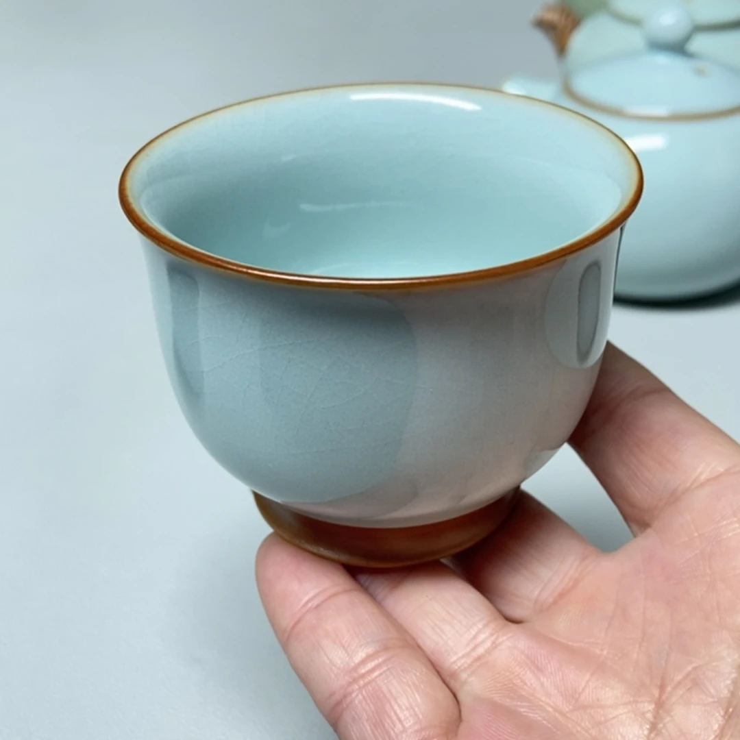 老***生微瑕一对提梁杯无礼盒