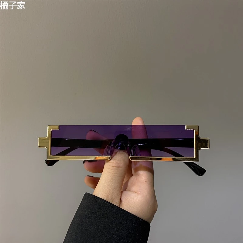 小众isn同款新科技未来感金属长方形一体式墨镜男小框太阳眼镜女