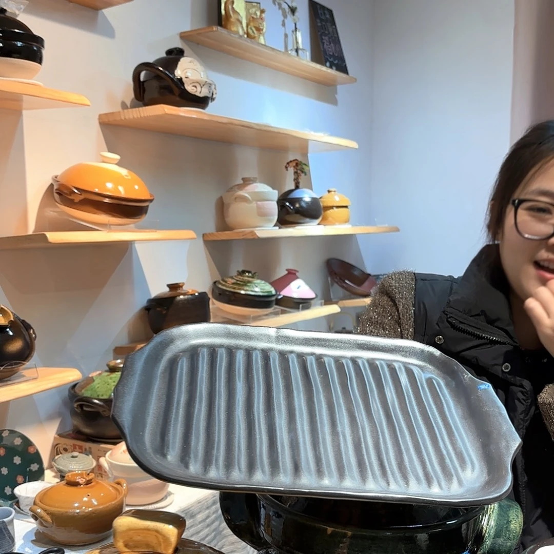 万古烧条纹陶板直火可用