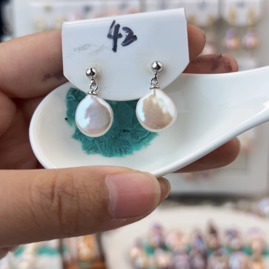 淡水珍珠耳饰银S925镶嵌