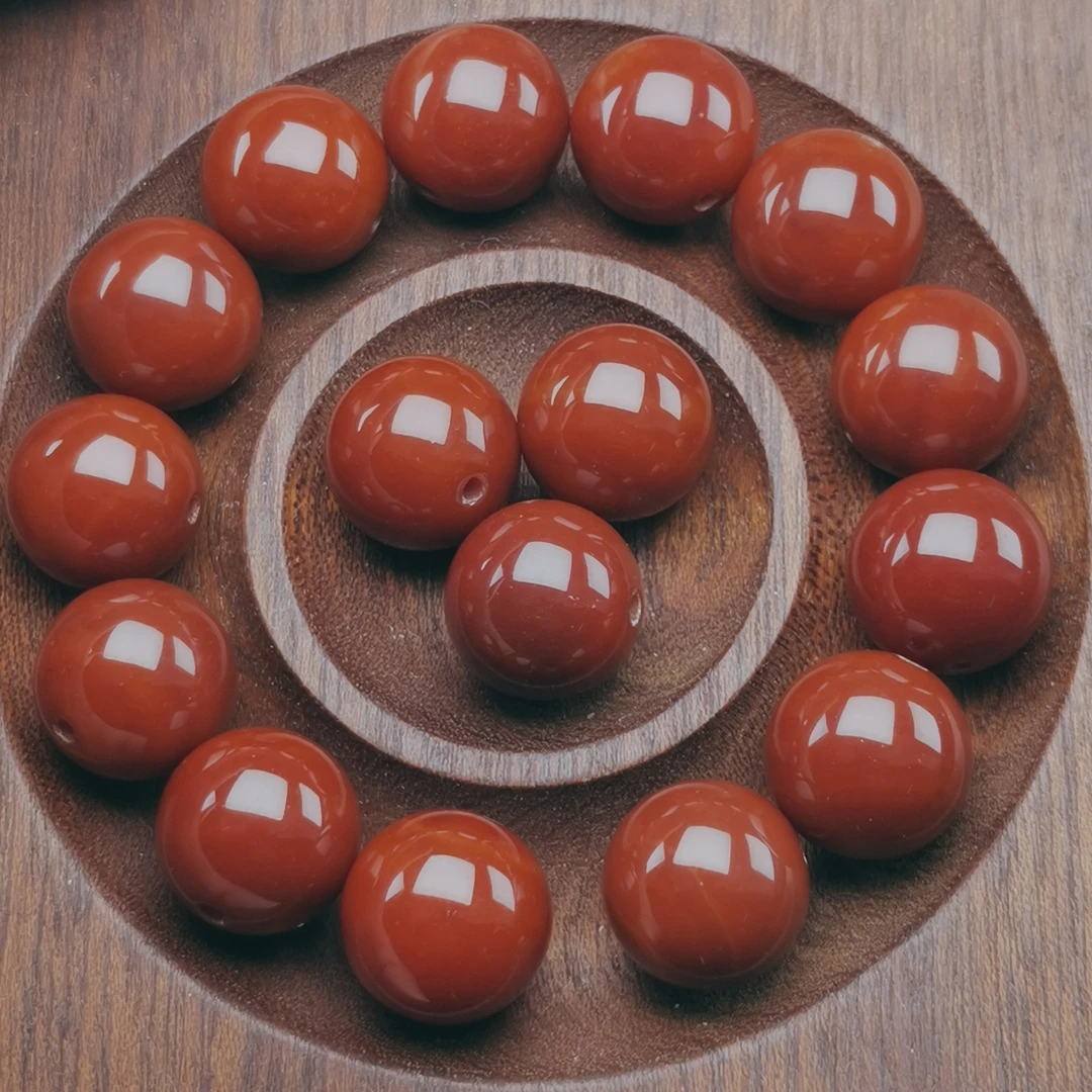 川料瓦西牛血红14mm 川料瓦西玛瑙单珠（发一个）