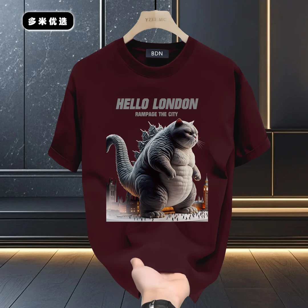 2025夏季新款纯棉短袖男士国潮设计图圆领宽松百搭半袖体恤上衣