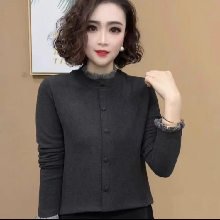 2025新款时尚洋气打底衫女士气质百搭设计感花苞领长袖上衣