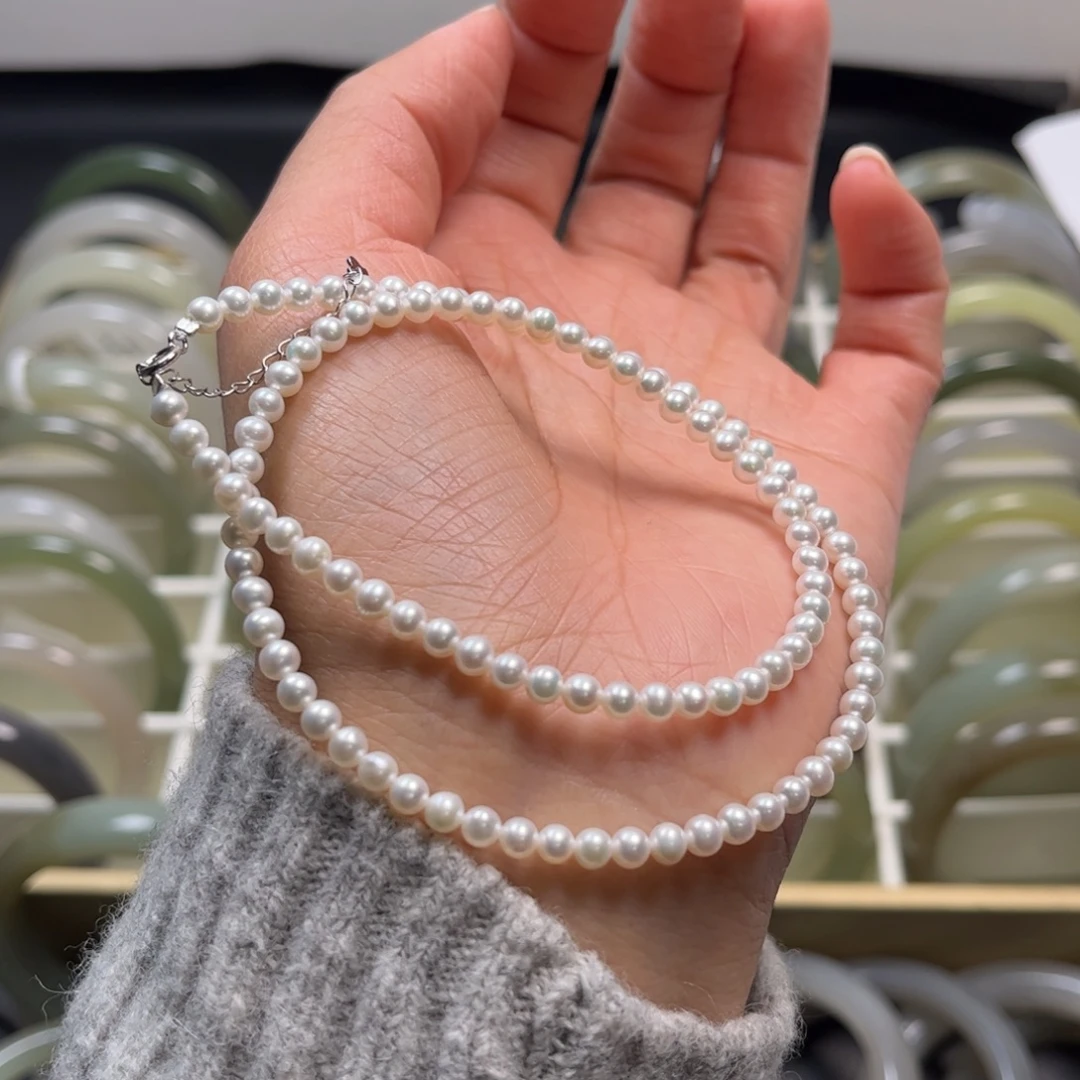 淡水珍珠银S925镶嵌项链