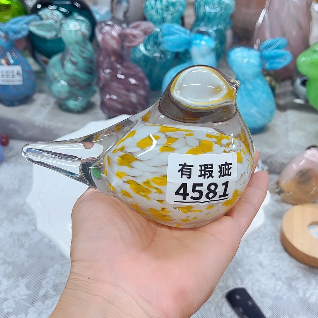 鸟4581微瑕 家悦琉璃花器摆件