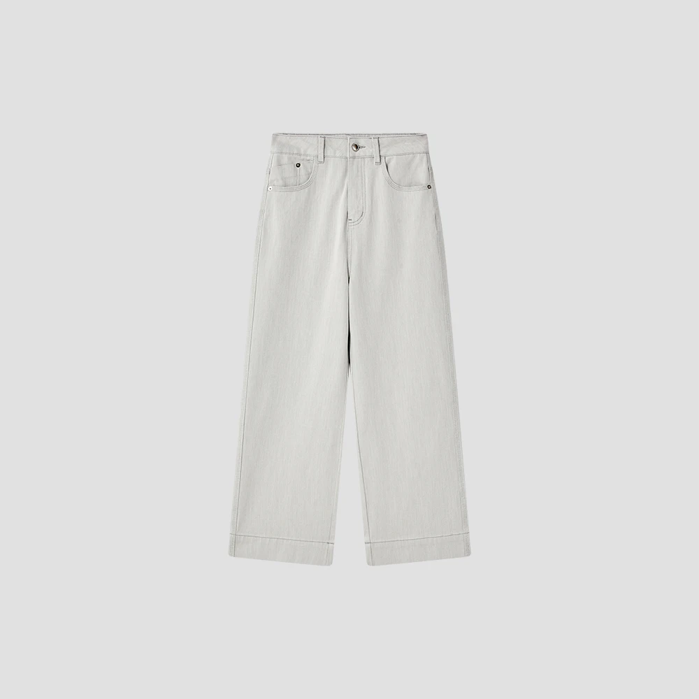 【小禾】“旷野”兰精莱赛尔三线剪裁显高显瘦九分牛仔阔腿裤25HH079