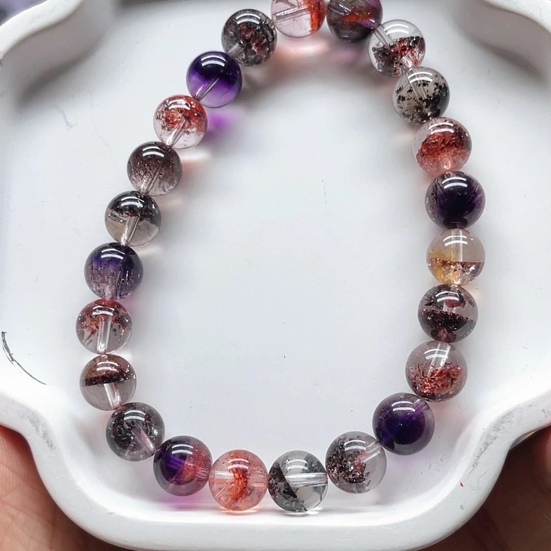 发晶手串未镶嵌黑加仑超七