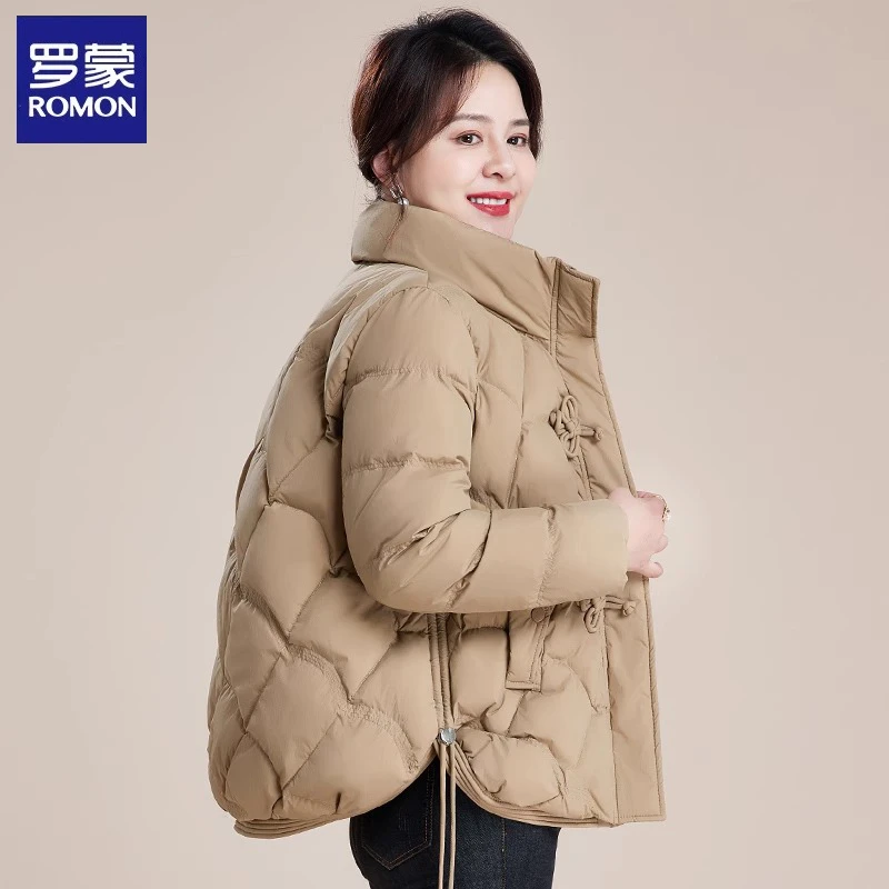 罗蒙妈妈秋冬外套洋气棉袄2024新款冬季棉衣中老年女冬装羽绒棉服