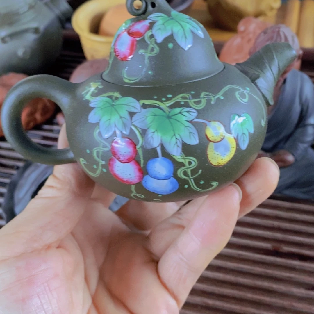 茶杯绿泥小*紫砂紫砂