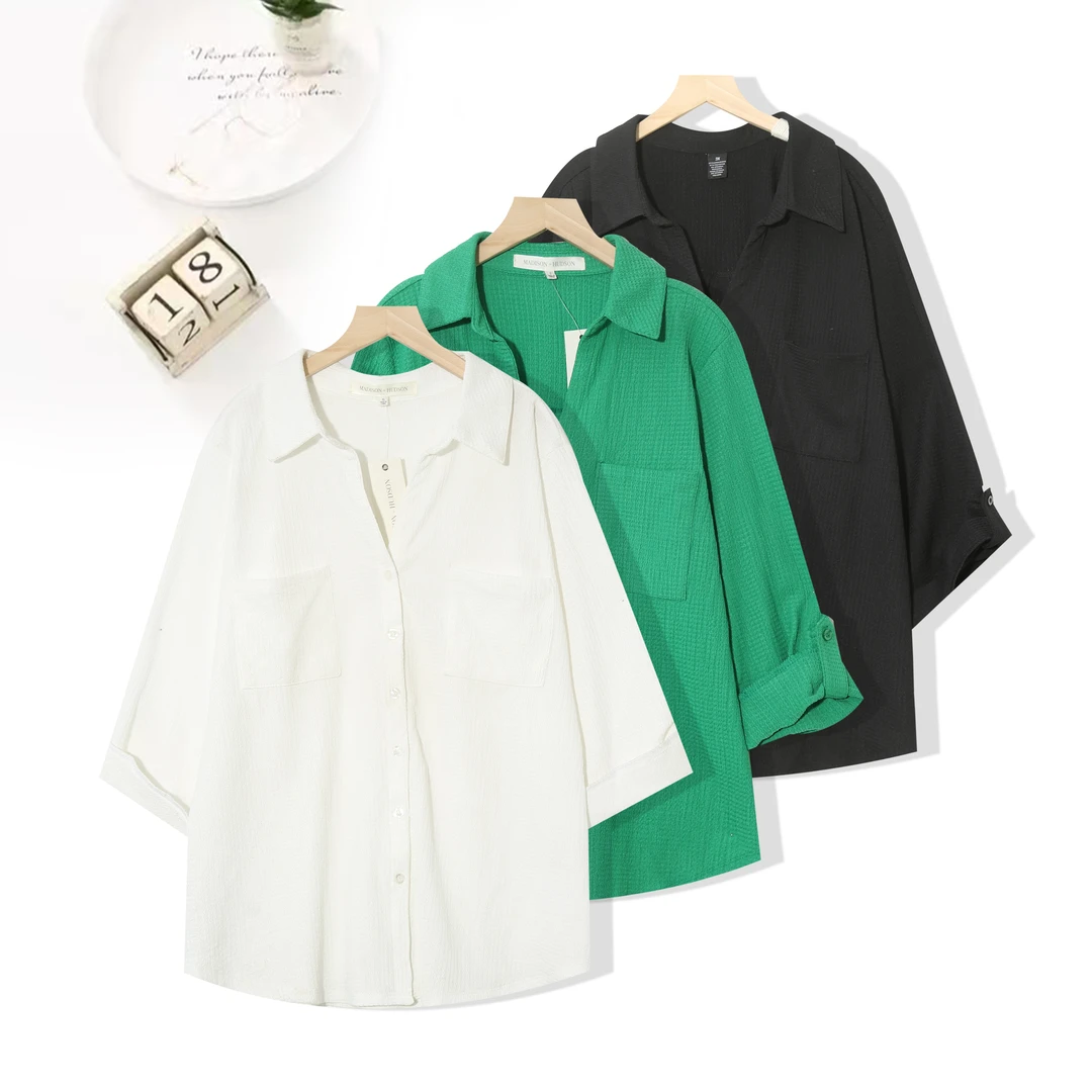 【特价】时尚纯色女士百搭单排扣翻领拼接韩系潮流外套春秋夏6C725