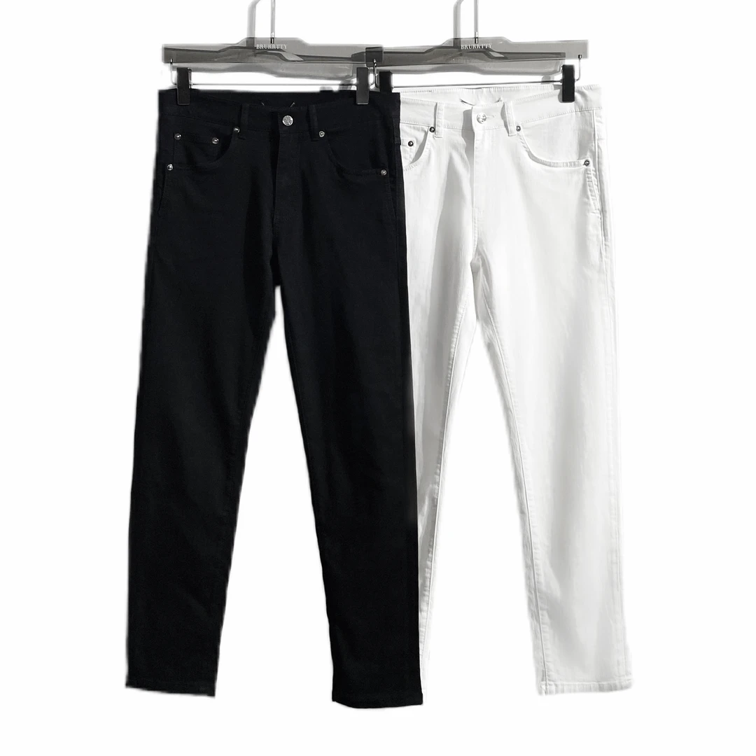 【奢潮定制】77610 时尚百搭弹力夏季修身黑色白色休闲男牛仔裤子