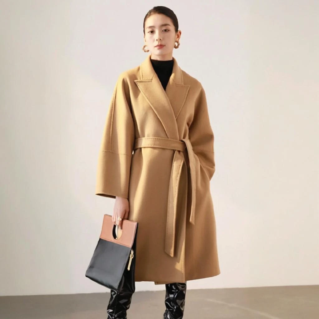 高端双面绵羊毛大衣秋冬韩版气质长款加厚外套