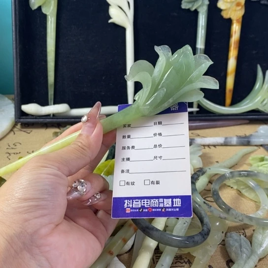 蛇纹石玉岫玉发簪未镶嵌小*精