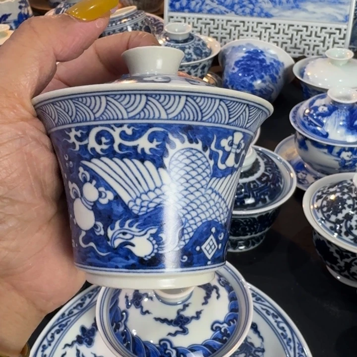 景德镇陶瓷手绘盖碗