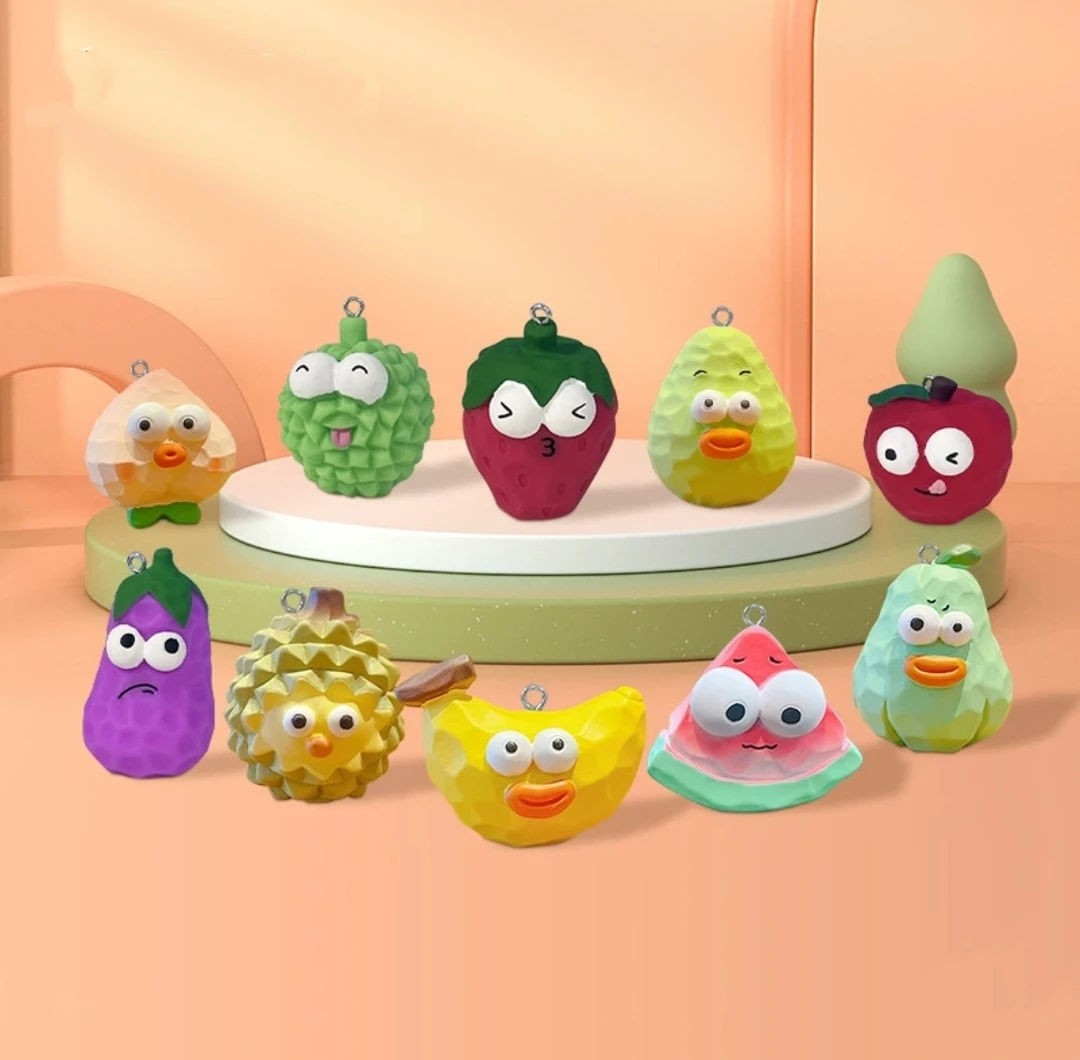【木雕果蔬摆件】树脂丑萌水果 钥匙扣 diy摆件 直播间代拆