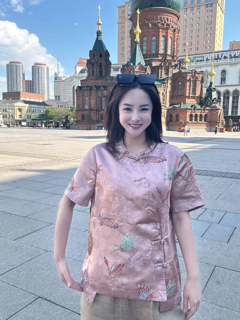 【元素家】“蝶恋花·夏”夏季新款国风新中式气质女士半袖上衣 76923