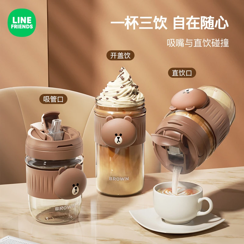 【直播专属福利】吸管玻璃杯高颜值四季水杯咖啡果汁双饮杯大容量