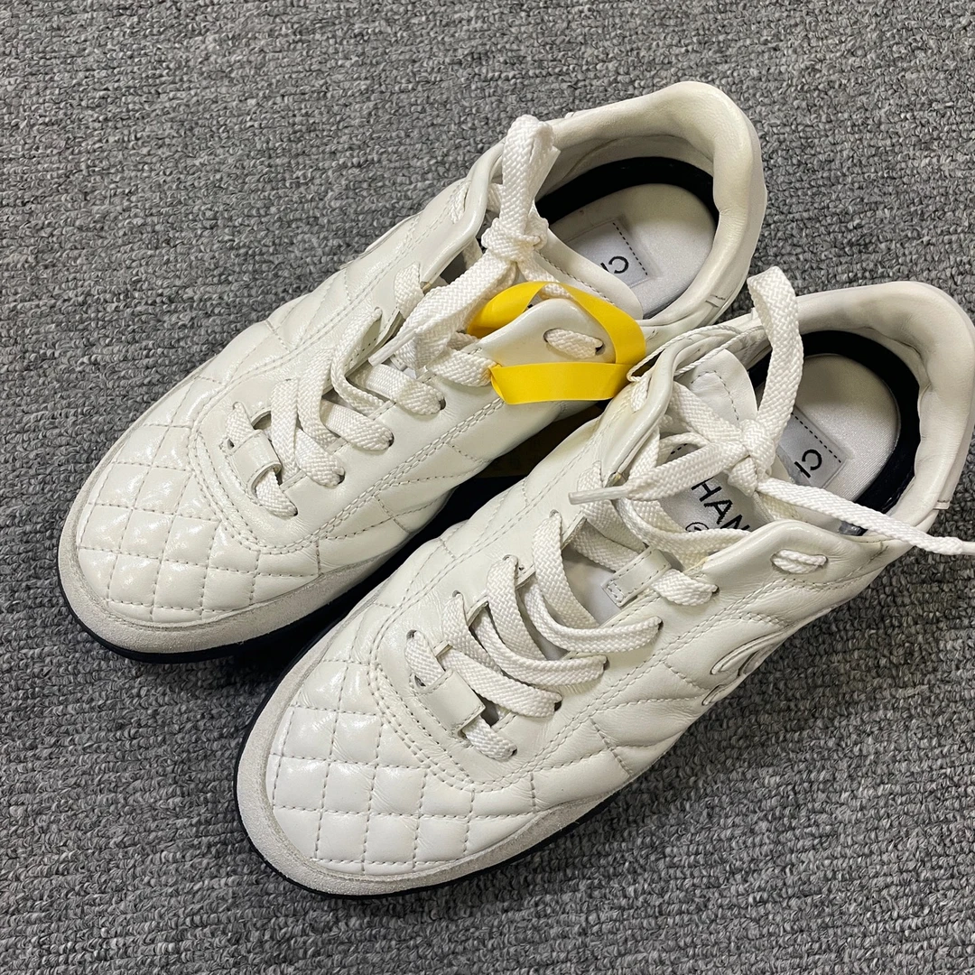 95新 Chanel/香奈儿 (有盒)24a德训鞋圆头系带休闲鞋36 4073