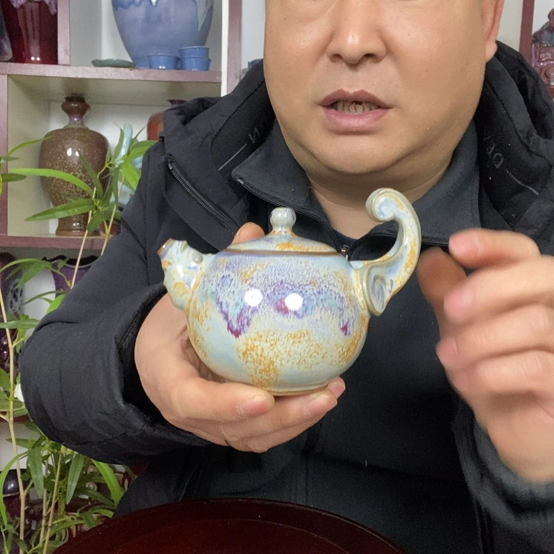 壶钧瓷茶壶提把壶高温窑变