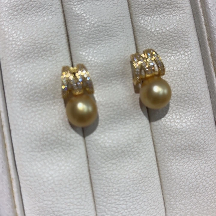 海水珍珠银S925镶嵌耳饰