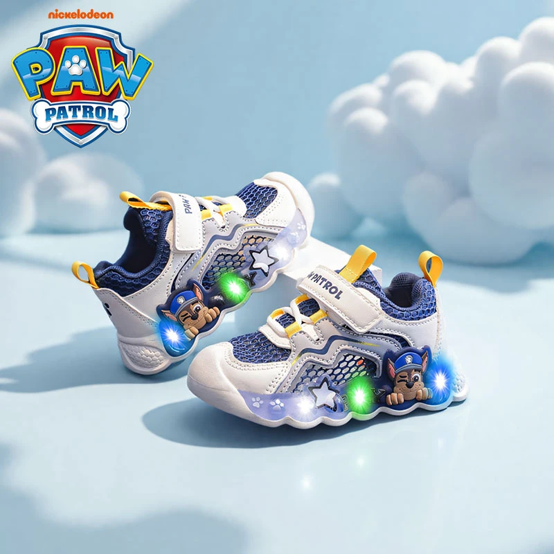 汪汪队男童学步鞋2025年春夏新款镂空鞋轻便透气闪灯鞋男宝宝童鞋