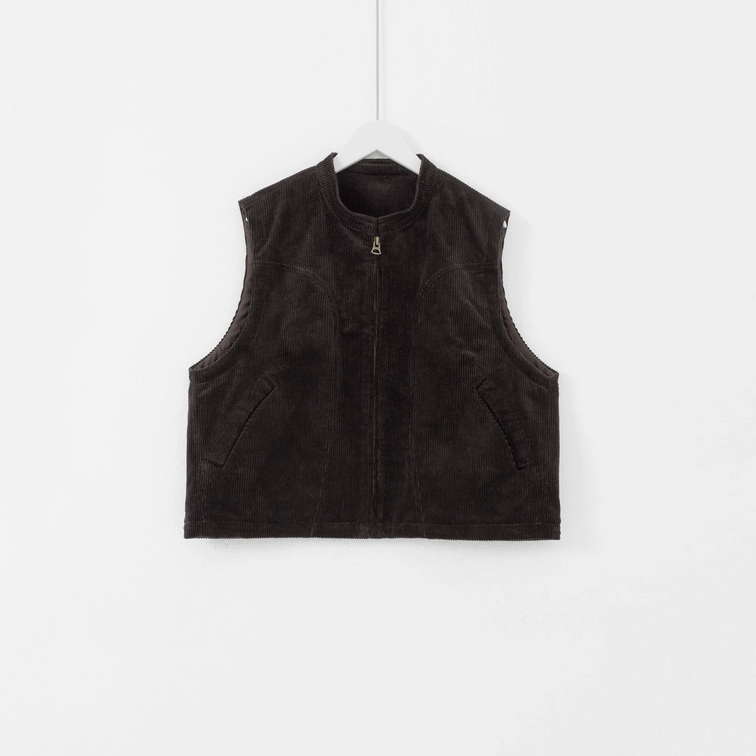 几里与麻 文艺简约百搭圆领灯芯绒马甲 衣长53胸围113 2101644