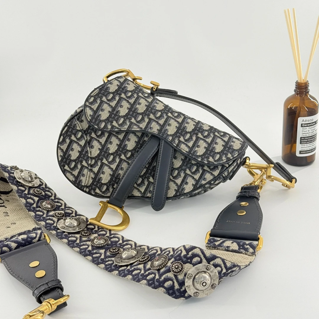 95新 DIOR/迪奥 马鞍包 带肩带 老花62-MA-0220（2811）