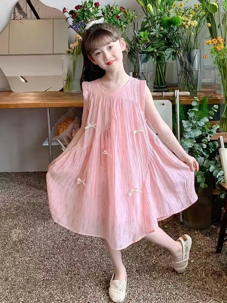 女童夏装粉色连衣裙2025新款洋气时髦儿童公主裙夏季背心裙子
