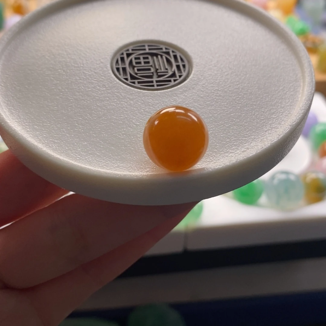 翡翠未镶嵌颈饰橘色圆珠卡13