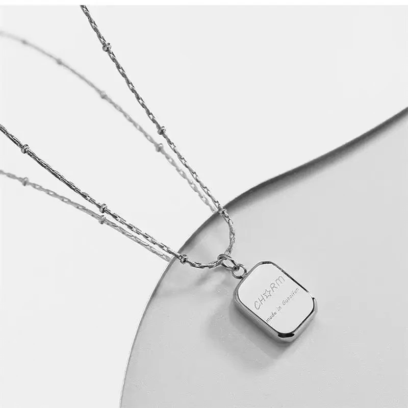 2025年新款字母银色方糖项链XL088轻奢双11好物百搭