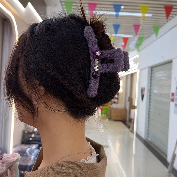 布艺铁合金紫色抓夹-13