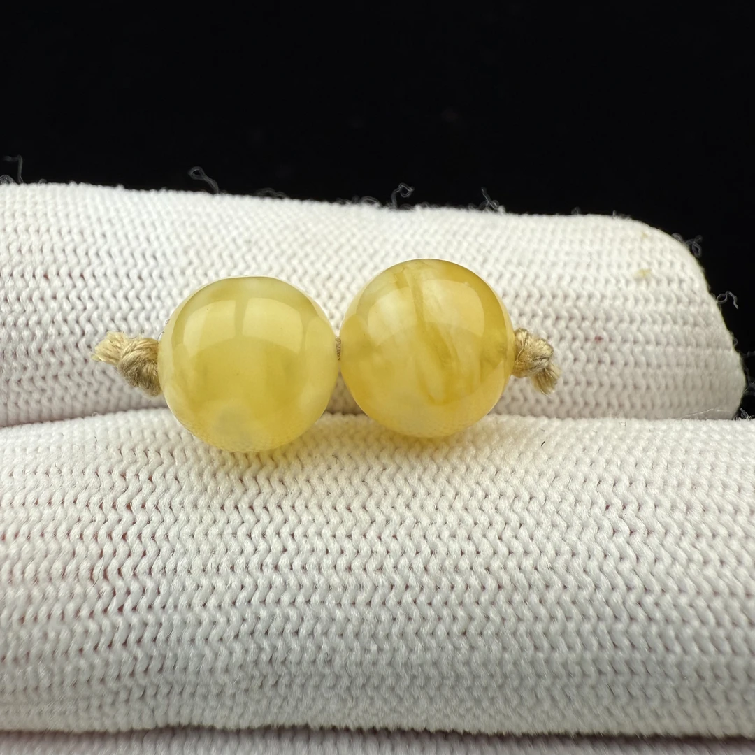 M1901天然蜜蜡鸡油黄单珠 9.8mm 1.09克抖音基地质检发货