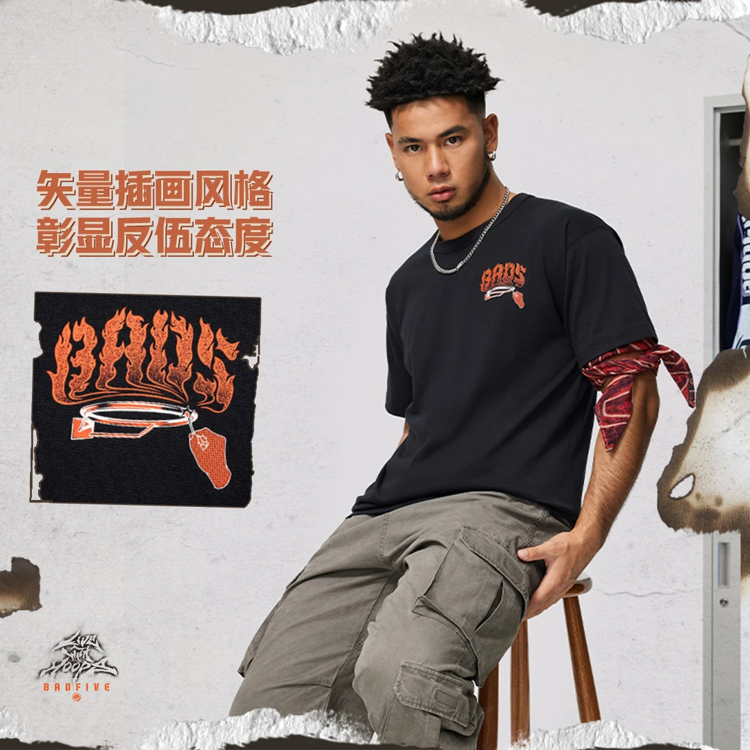 【春夏新品】李宁反伍BADFIVE男子短袖文化衫AHSU157