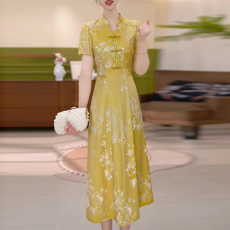 今年流行爆款气质连衣裙女夏新款独特漂亮新中式改良旗袍收腰裙子