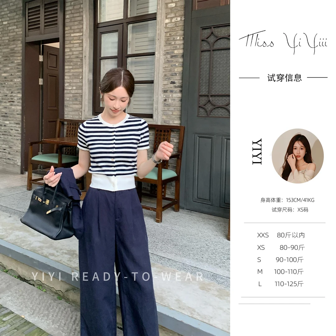 【拉夫海航系列】<YiYiii>小个子时髦针织毛衫圆领宽松短袖上衣