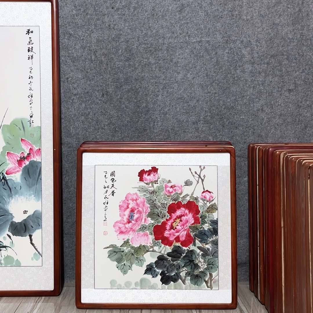 国画书画作品带框63×63