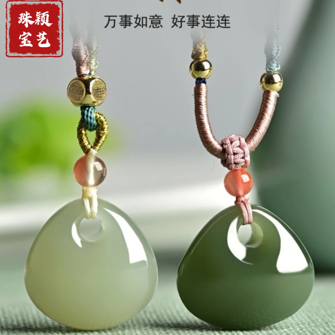 天然和田玉平安扣吊坠青玉平安挂件玉石玉坠玉佩男女时来运转项链