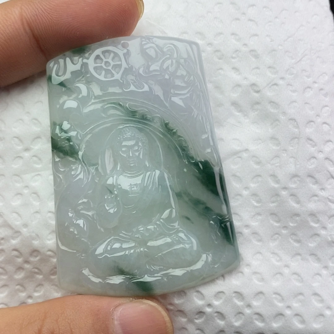 定制翡翠未镶嵌纯天然缅甸翡翠冰飘花佛观天下