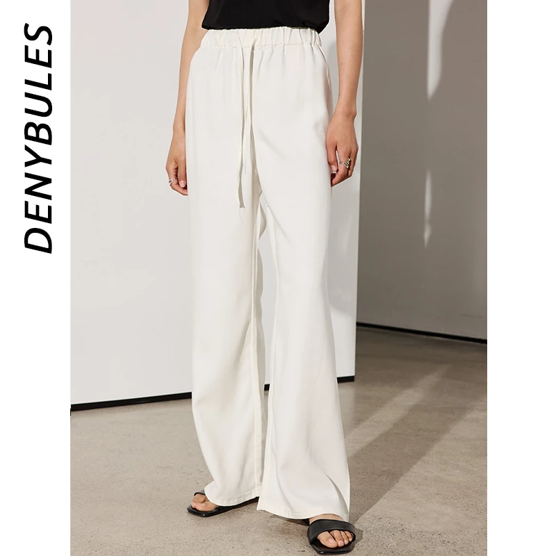 DENYBULES【牛仔空调裤】桑蚕丝松紧腰直筒牛仔裤凉感显瘦